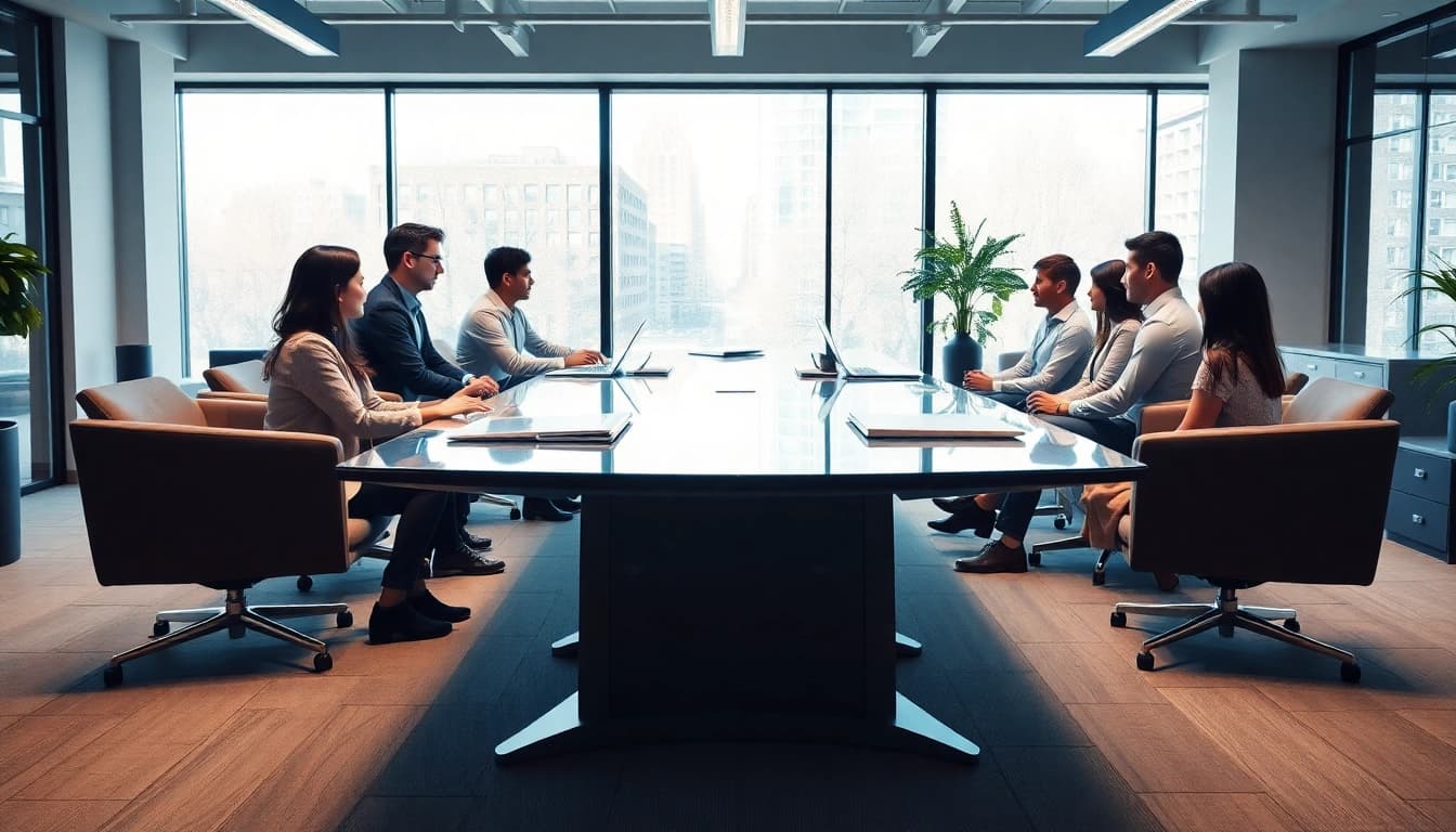 Brightet technology solutions integrated in a modern office with team collaboration.