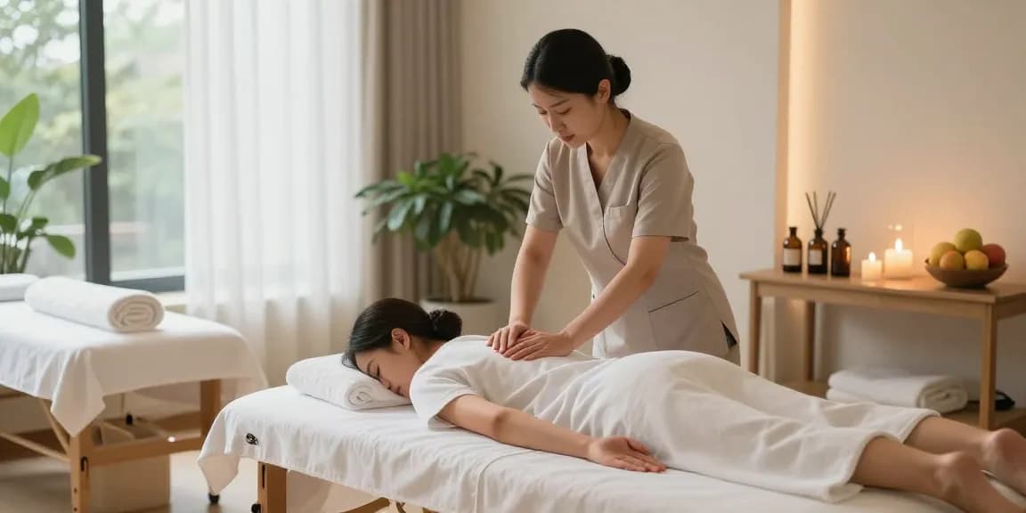 광주스웨디시 마사지실에서 스웨디시 마사지 시연하는 모습, 편안한 분위기를 자아냄