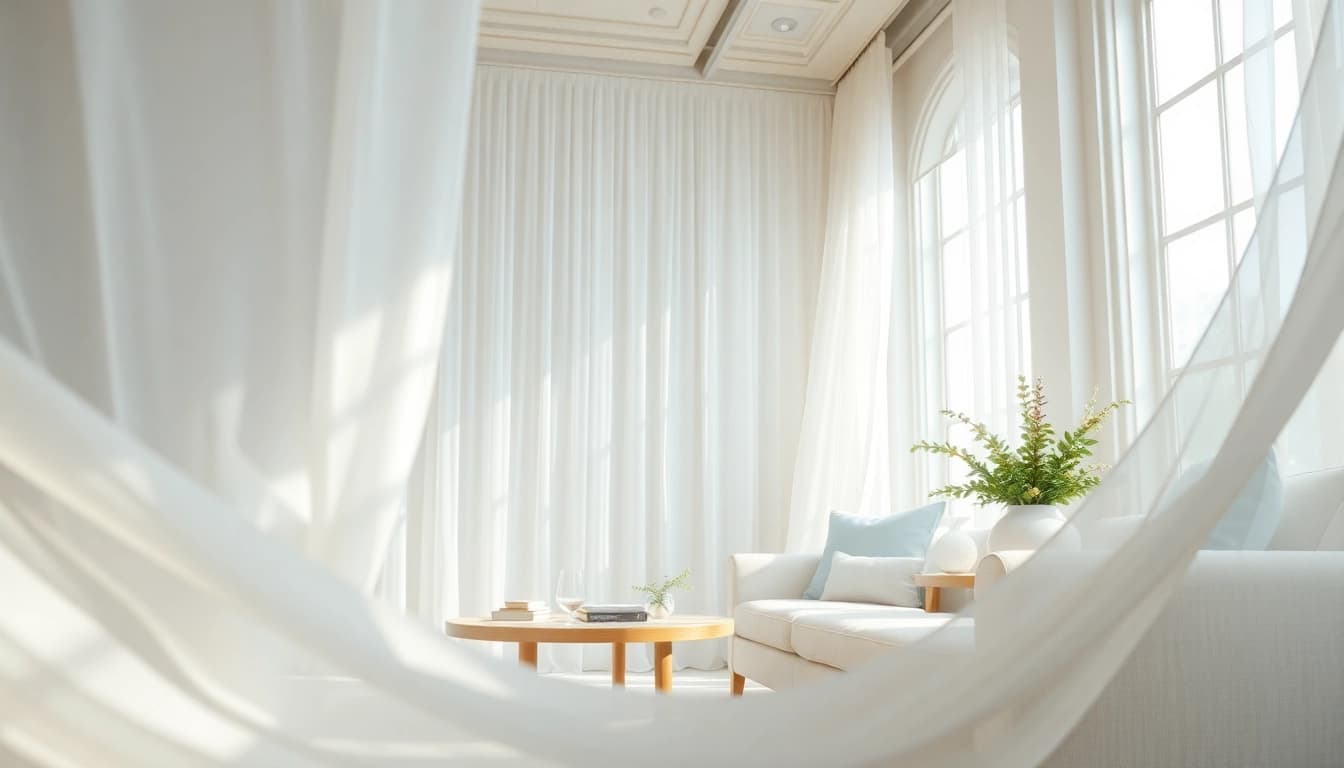 Verken lichte en transparante stoffen die elegant samenvloeien met moderne inrichting.