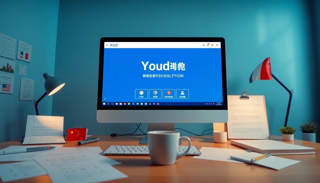 Youdao Translation software interface highlighting features of 有道翻译下载, with multilingual documents and a professional workspace.