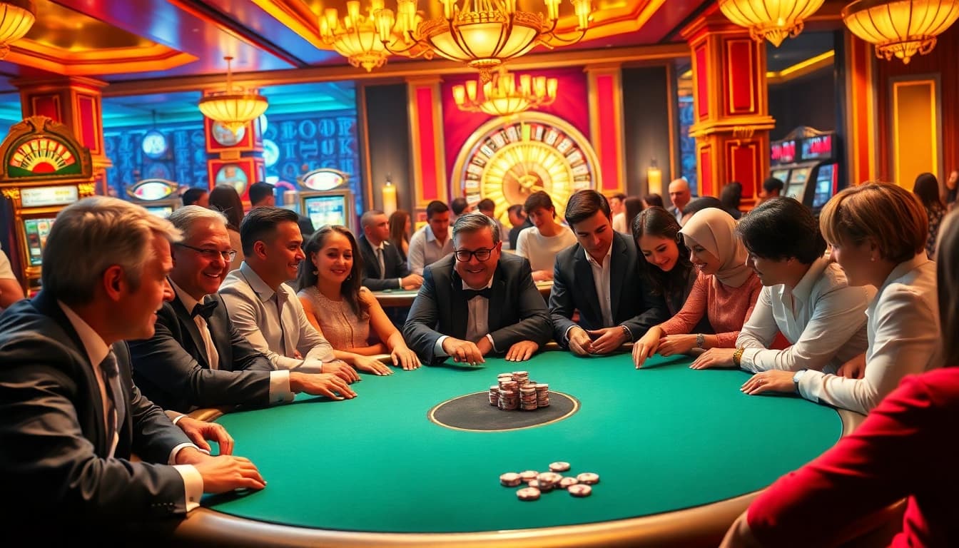Experience thrilling gameplay at sunwin's luxurious poker tables with players immersed in strategy.