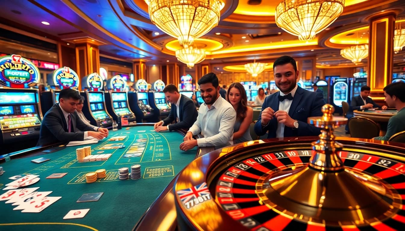Casino players at 67bet enjoying strategic games with cards and chips.