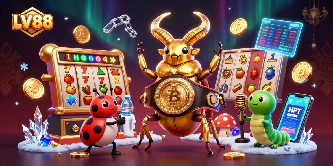 Experience exciting jackpots at LV88 with a dynamic scene featuring vibrant casino elements.