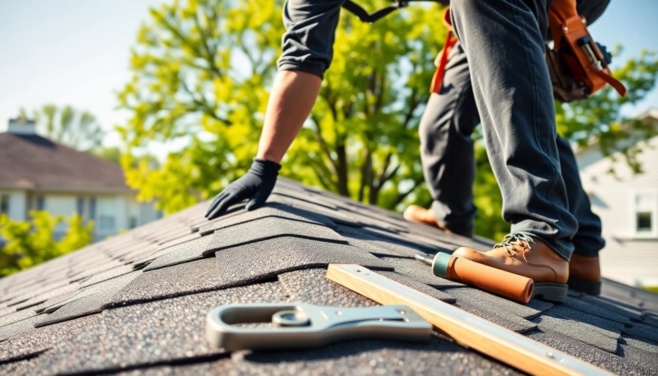 Inspecting high-quality roofing solutions with expert attention to detail on a residential roof.