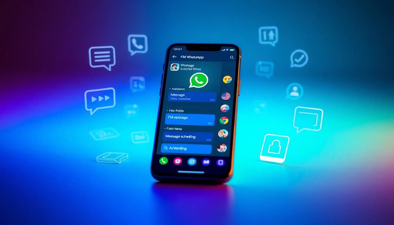 Interactive FM WhatsApp interface with customization options and vibrant colors
