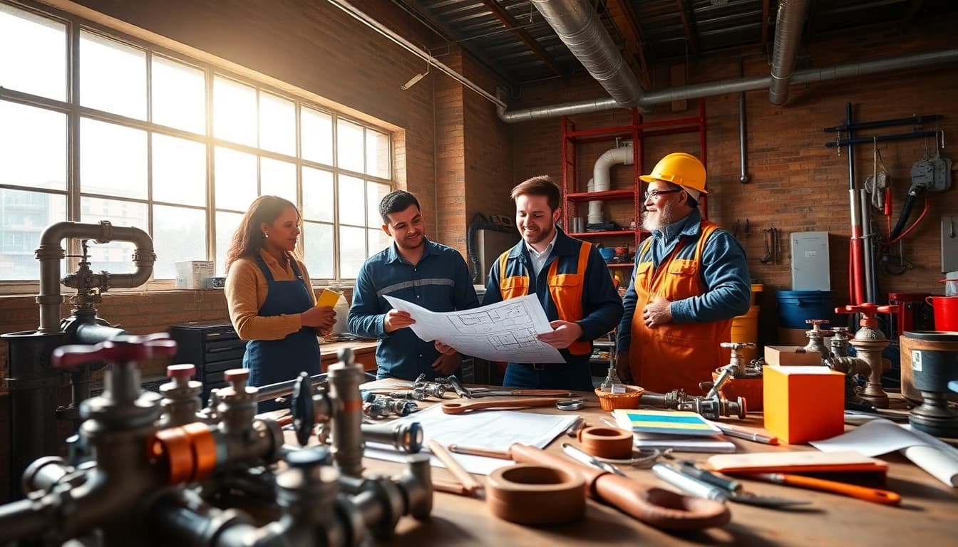 Hands-on plumbing courses in Durban with students learning skills.