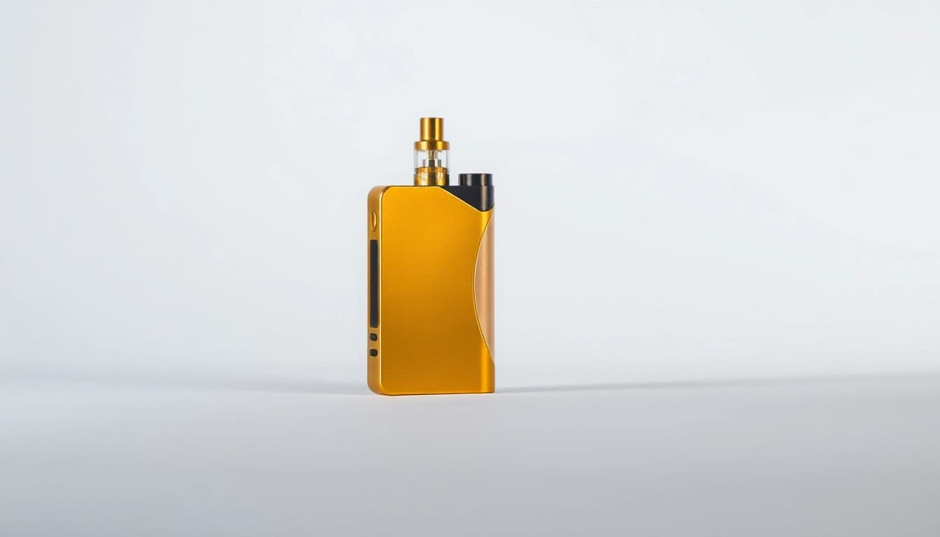 PECAH837 disposable vape with a gold finish in an elegant setting.