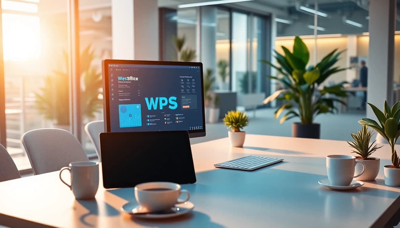 WPS办公 software in a modern workspace highlighting productivity and efficiency.