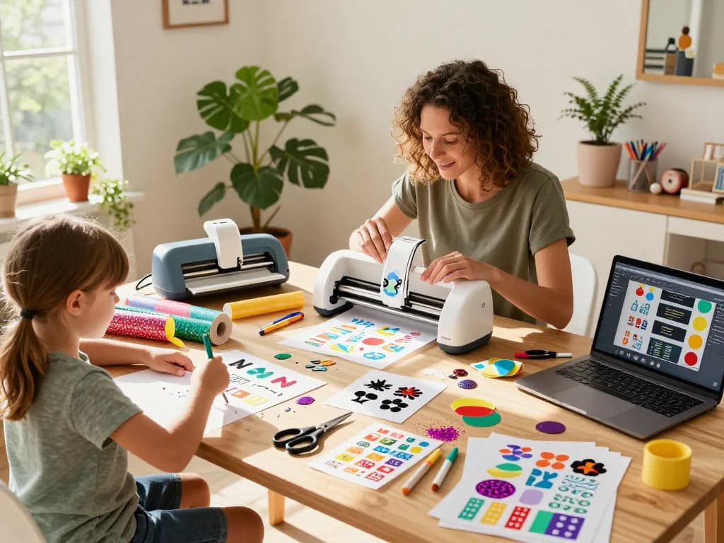 Creating vibrant SVG for Cricut designs in a bright crafting space.