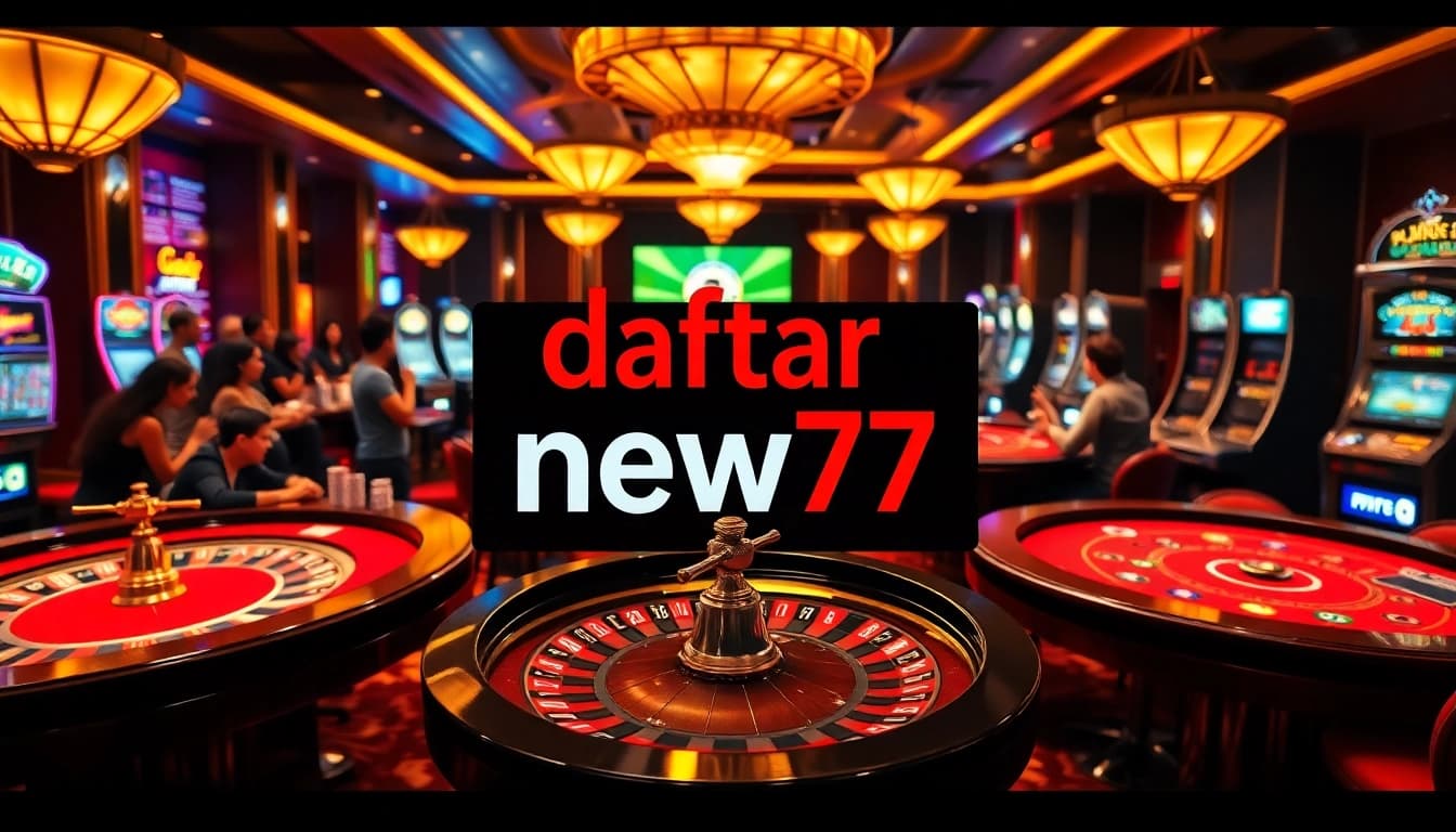 Experience the excitement of daftar new77 as players engage in thrilling casino games filled with color and luxury.