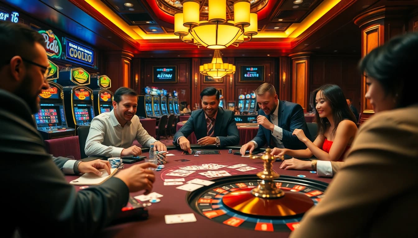 SODO-themed casino table with poker chips and playing cards during an exciting game.