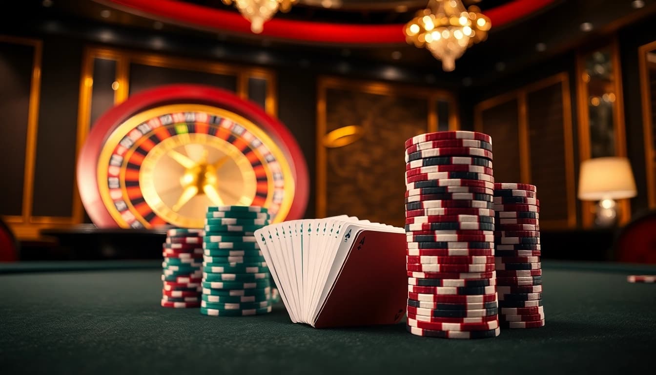 Experience the thrill of indoxxi with vibrant poker chips and a spinning roulette wheel.