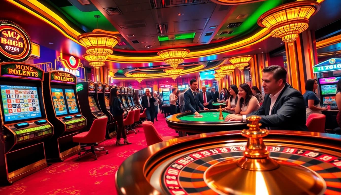 Experience thrilling games at SC88 with vibrant casino visuals featuring slot machines and poker action.