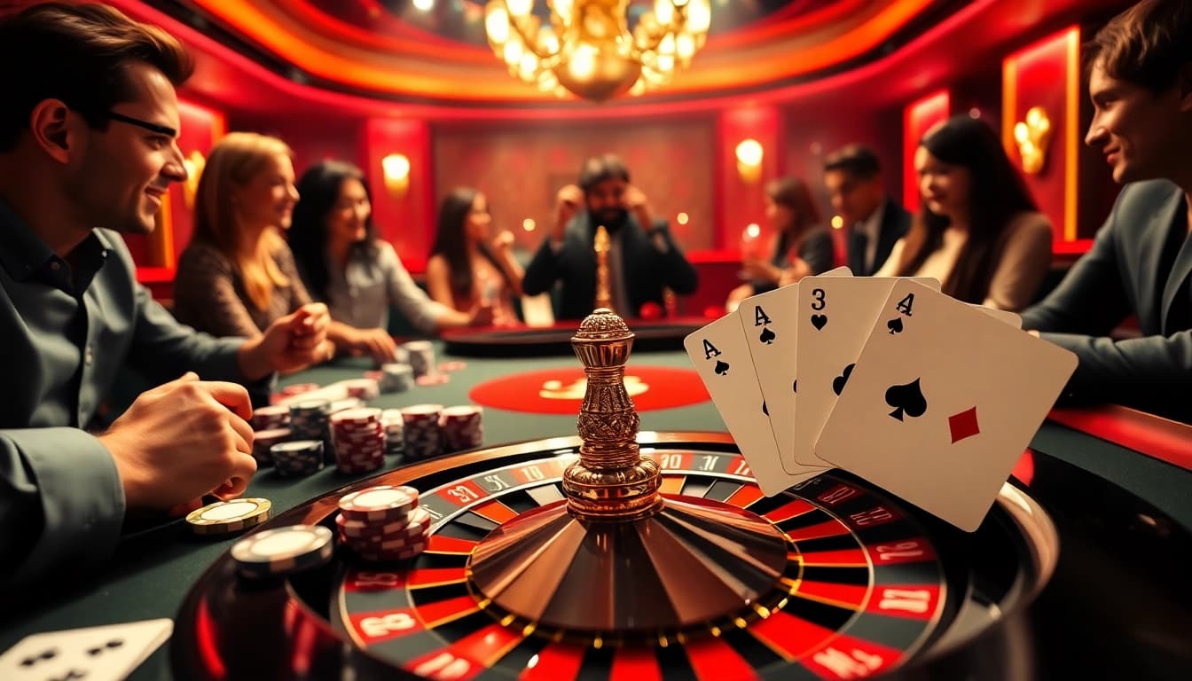 Players engaging in exciting poker at the 33win online casino, showcasing luxury and high stakes.