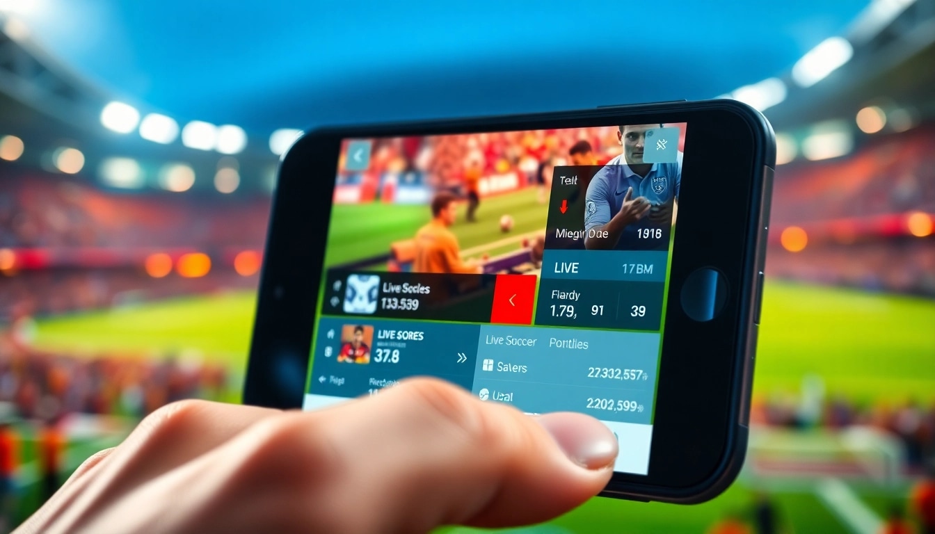 Stay updated with ผลบอลสดไทย through this dynamic sports app interface showcasing live soccer scores.