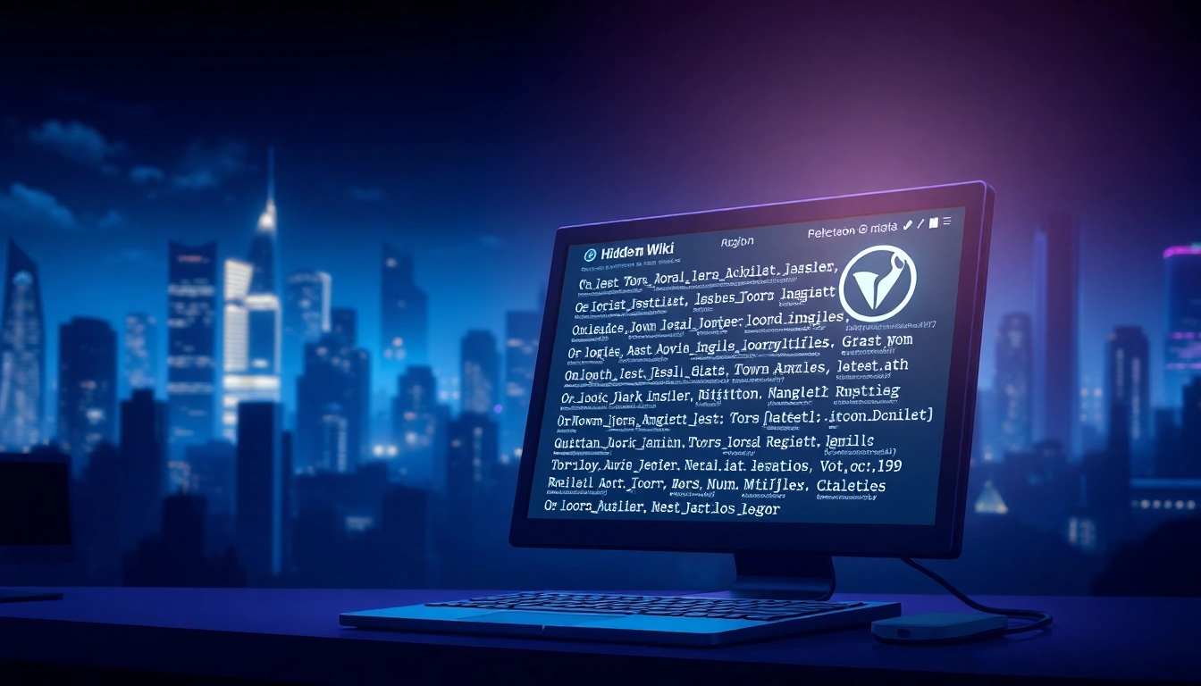 Explore the hidden wiki showcasing dark web links on a computer screen