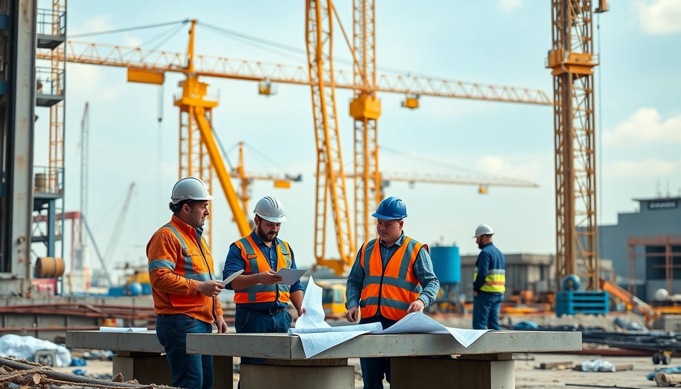 Texas construction news featuring construction workers and machinery on a bustling site.