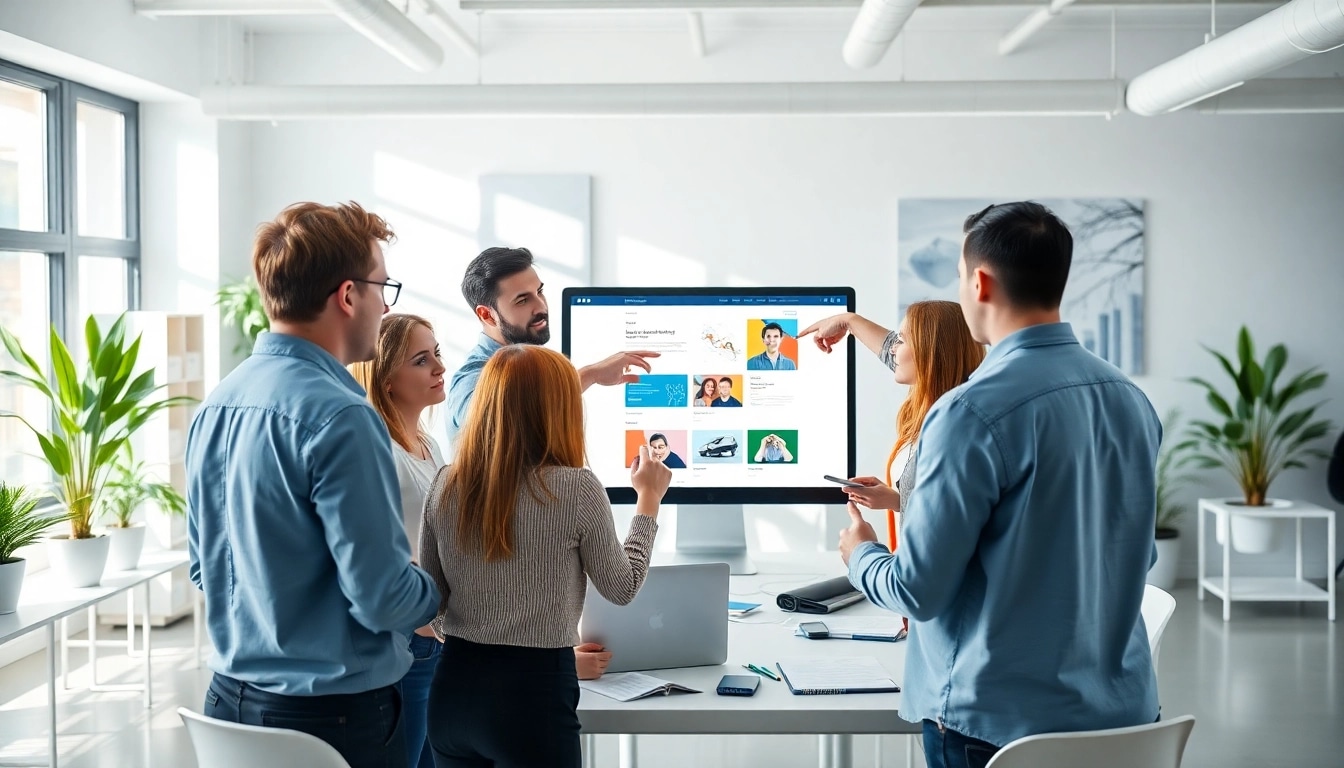 Webflow Agentur entwirft moderne Webseiten in einem kreativen Büro mit aktivem Team.