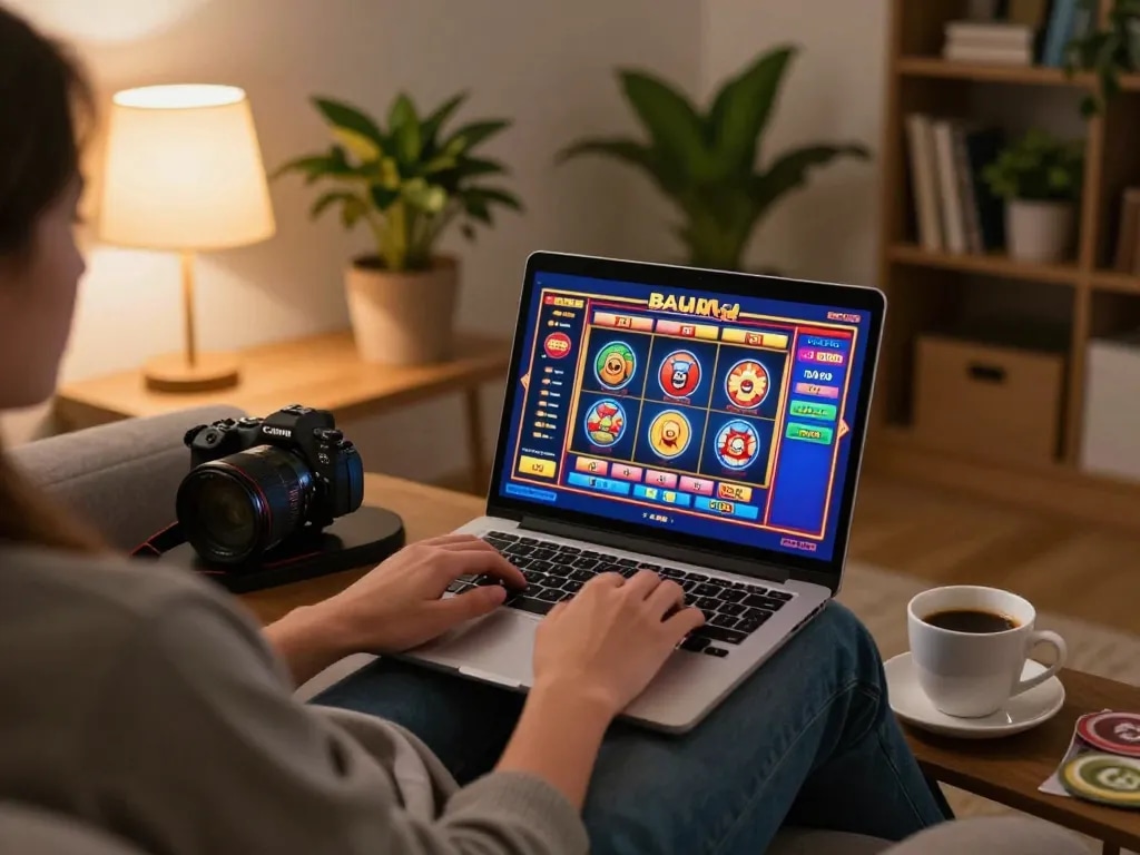 Engaged in an online gaming session with DH88 on a laptop, showcasing casino strategy