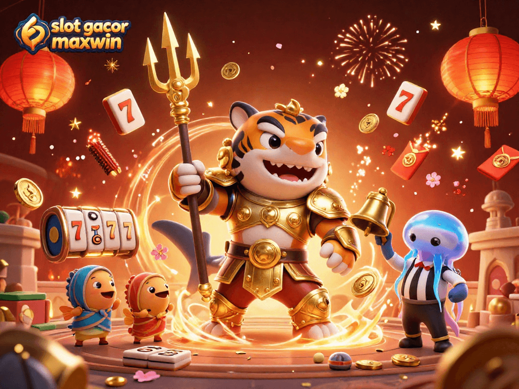Spin to win big with slot gacor maxwin in this vibrant underwater casino showdown illustration.