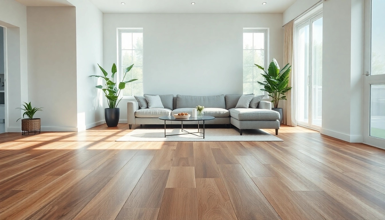 Showcasing luxury vinyl flooring enhancing a stylish living room setting with natural light.