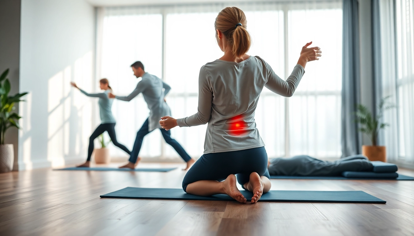 Effectively illustrate back pain remedies through a physiotherapist's engaging demonstration.