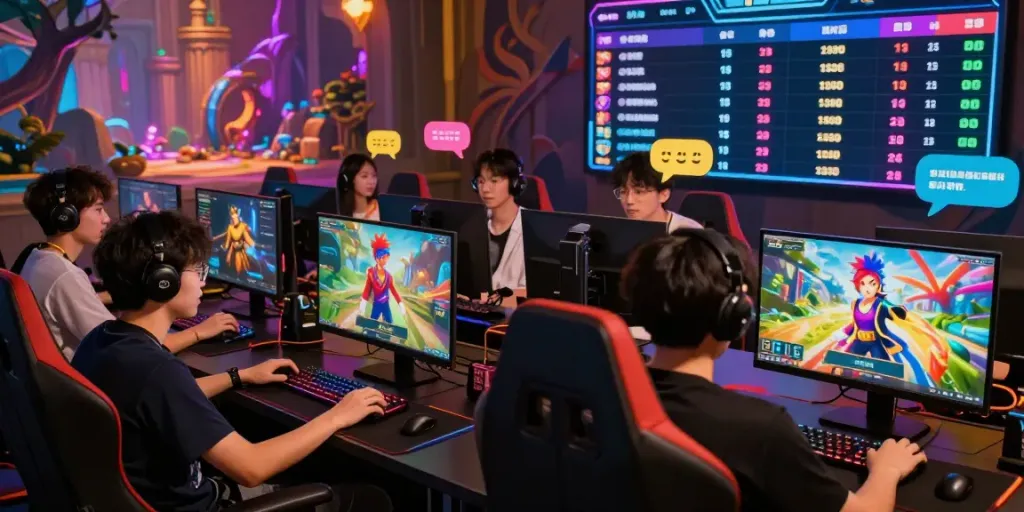 Engaging rokok88 super gaming community scene showcasing vibrant gaming avatars and dynamic interactions.