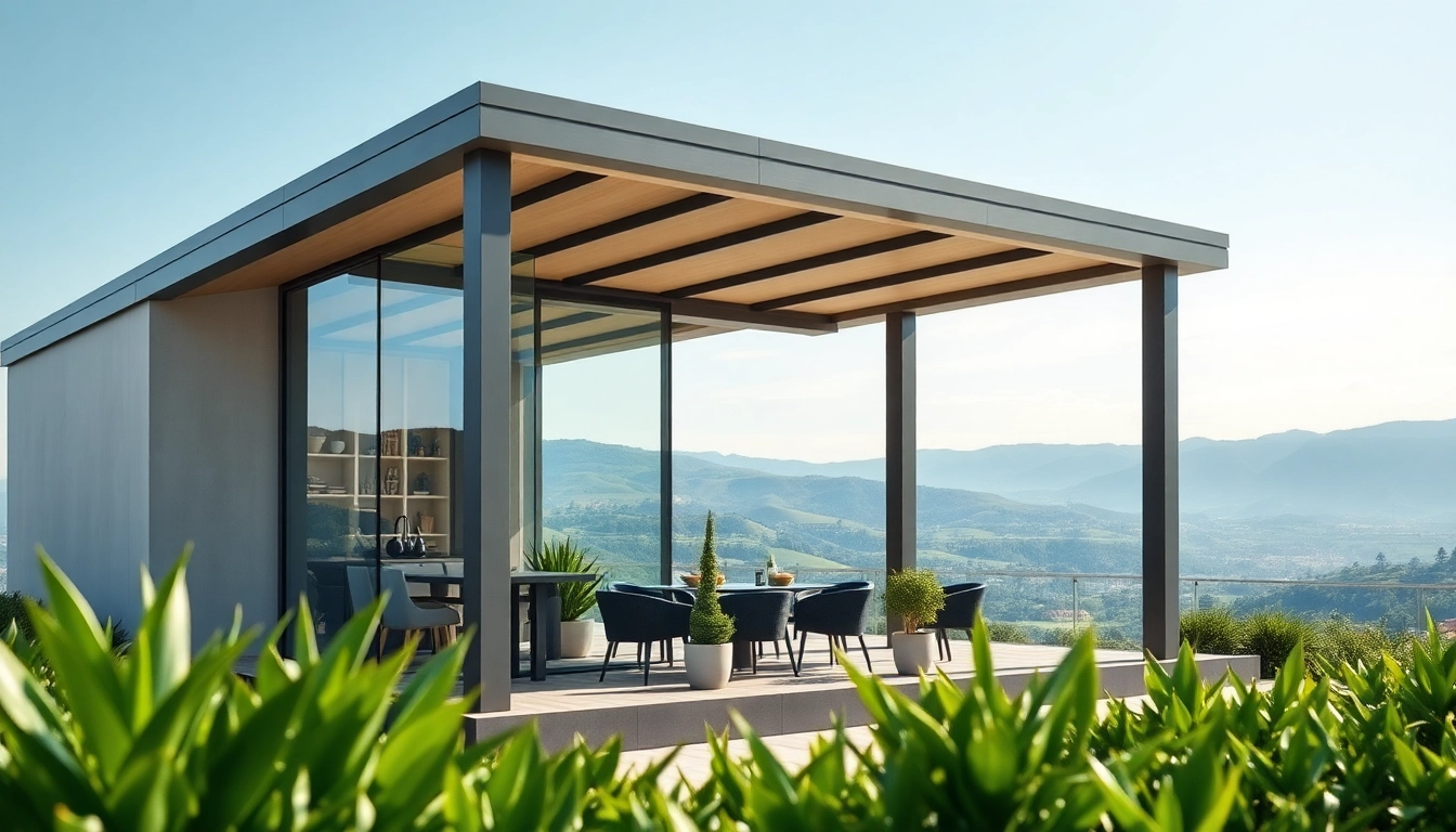 Erkunden Sie die Terrassenueberdachung Ungarn in einer malerischen Umgebung mit modernen Design-Elementen.