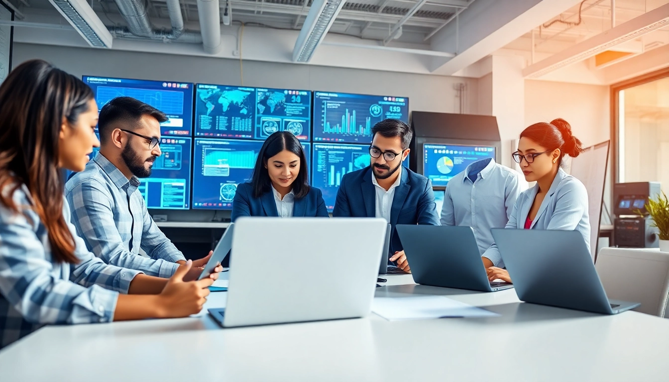 Engaged professionals providing managed IT services Lakeland in a modern office environment.