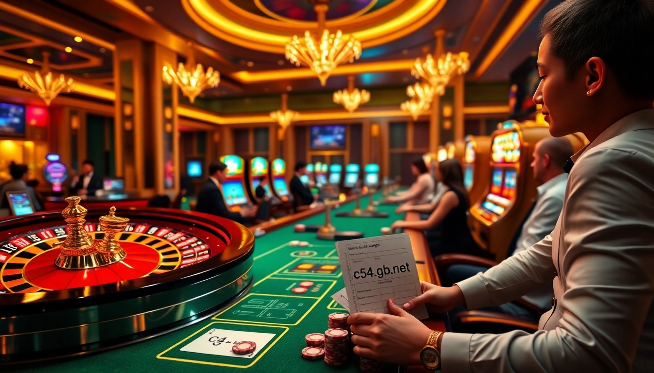 C54.gb.net users enjoying a vibrant online casino atmosphere with roulette and slot gaming excitement.