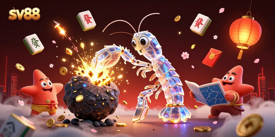 Experience the thrill of sv88 as a mantis shrimp punches through asteroids bursting with gems.