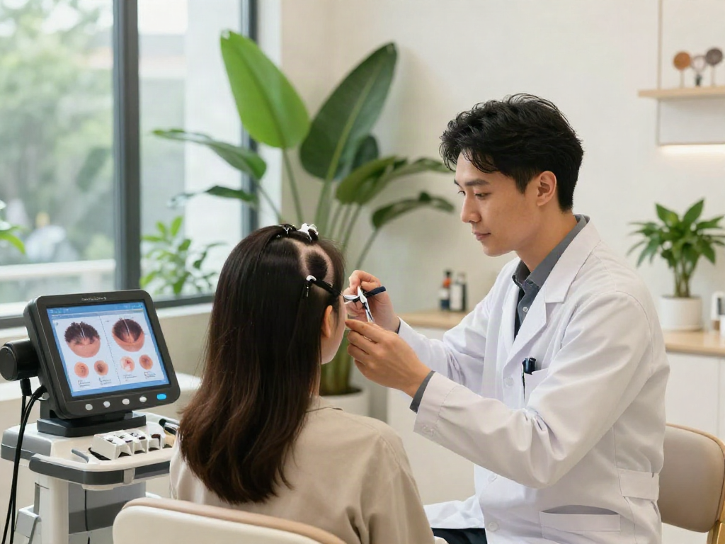Hair Transplant Malaysia: Patient consultation at a modern hair clinic.