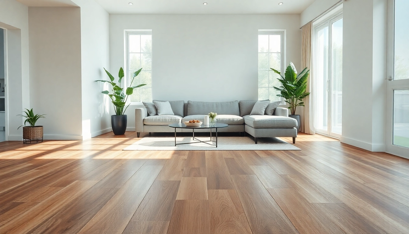 Showcasing luxury vinyl flooring enhancing a stylish living room setting with natural light.