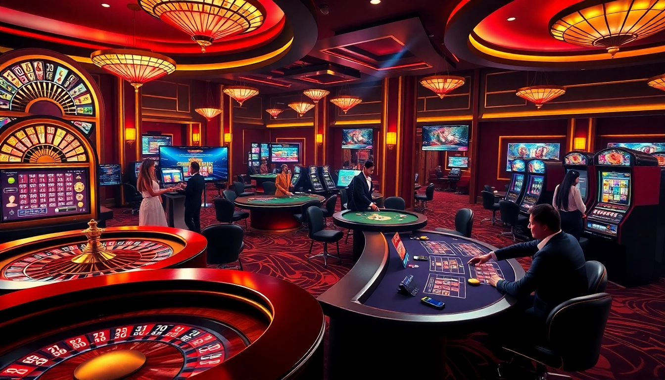 Engaging casino experience at open88.com with excitement at the poker table and roulette wheel.