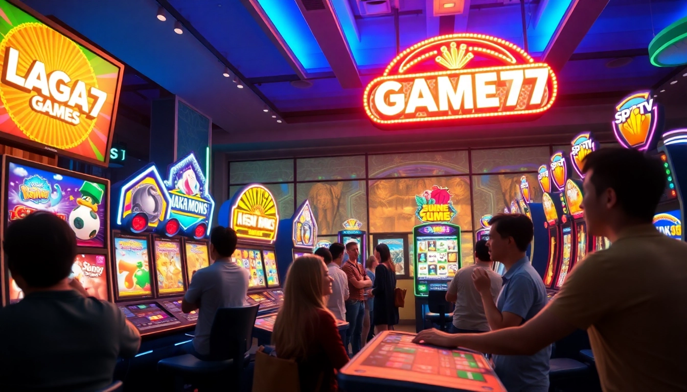 LAGAGAME77 online gaming environment with enthusiastic players enjoying vibrant slot games