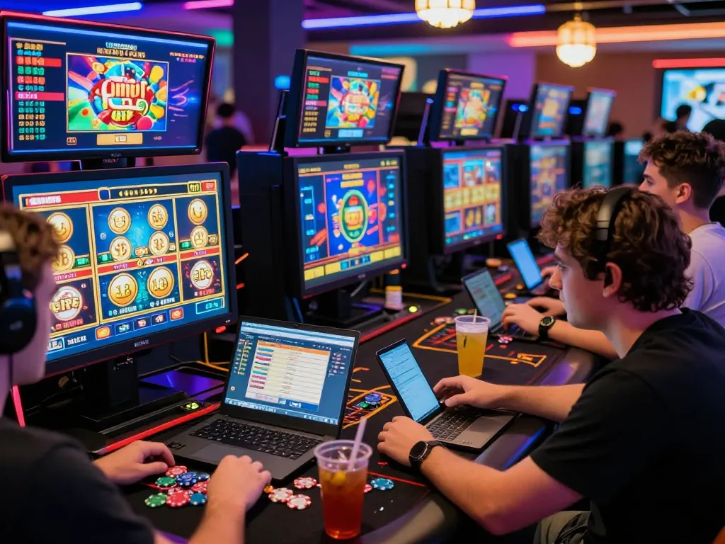 Users engaged in vibrant gaming atmosphere at www.mantra88.com with interactive slot games.