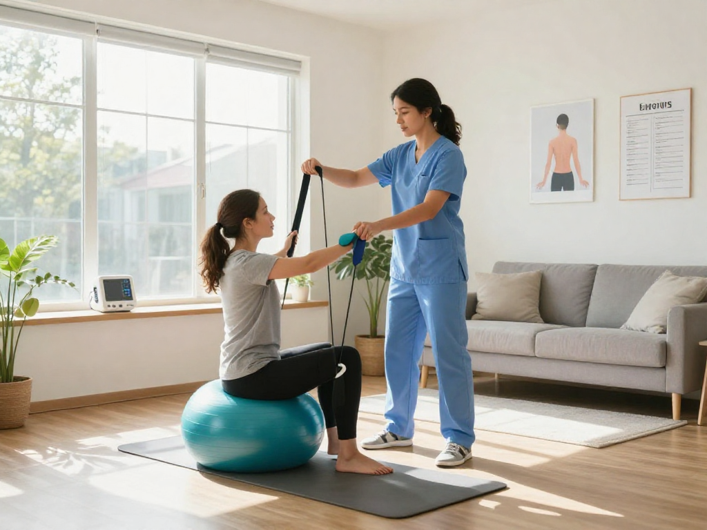 Mobile physiotherapy Mosman providing patient care in a home setting with a healthcare professional assisting recovery.