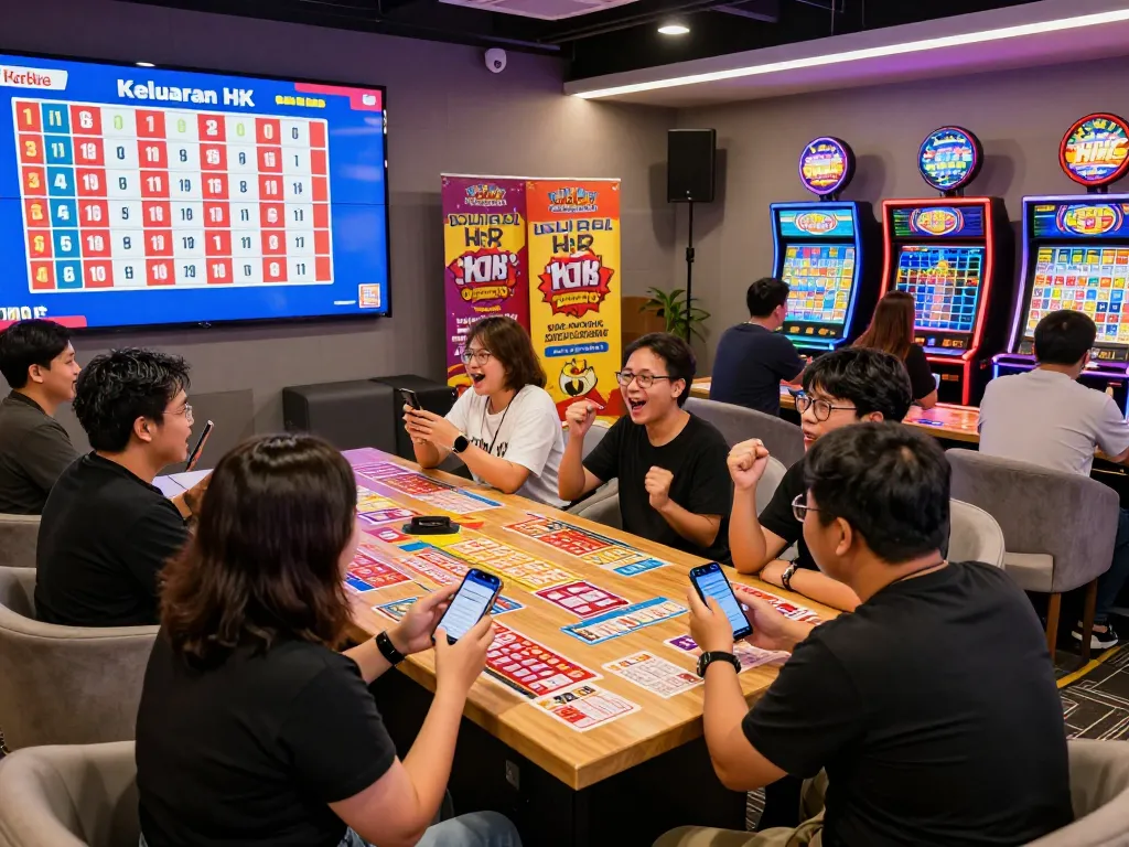 Exciting live draw of Keluaran HK in a vibrant gaming lounge