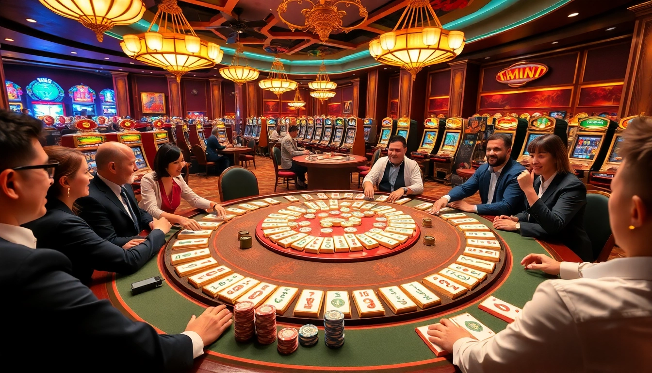 Rasakan sensasi Mahjong Ways 2 saat para pemain merayakan di meja kasino yang penuh warna.