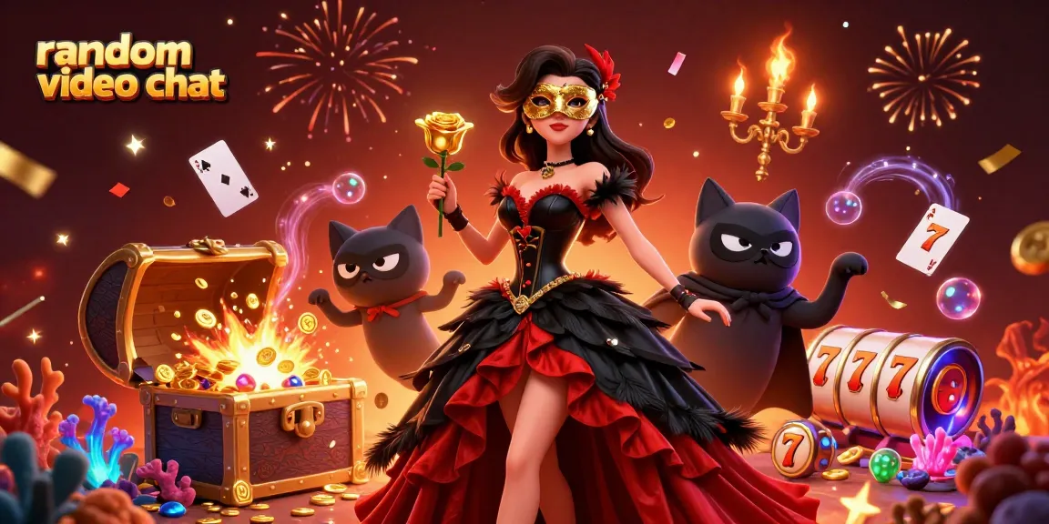 Experience engaging random video chat while winning gold coins in this vibrant gambling scene.