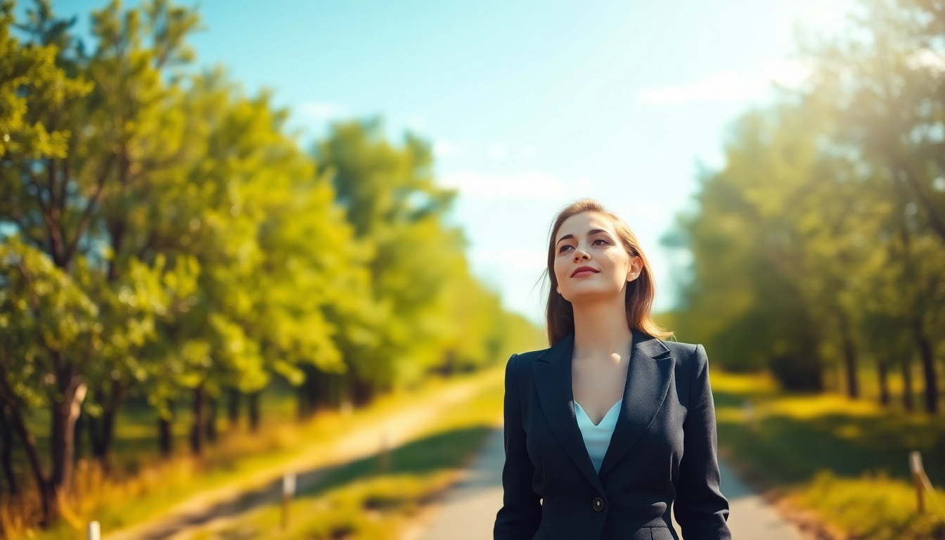 Find my true calling woman contemplating life choices at a serene crossroads.