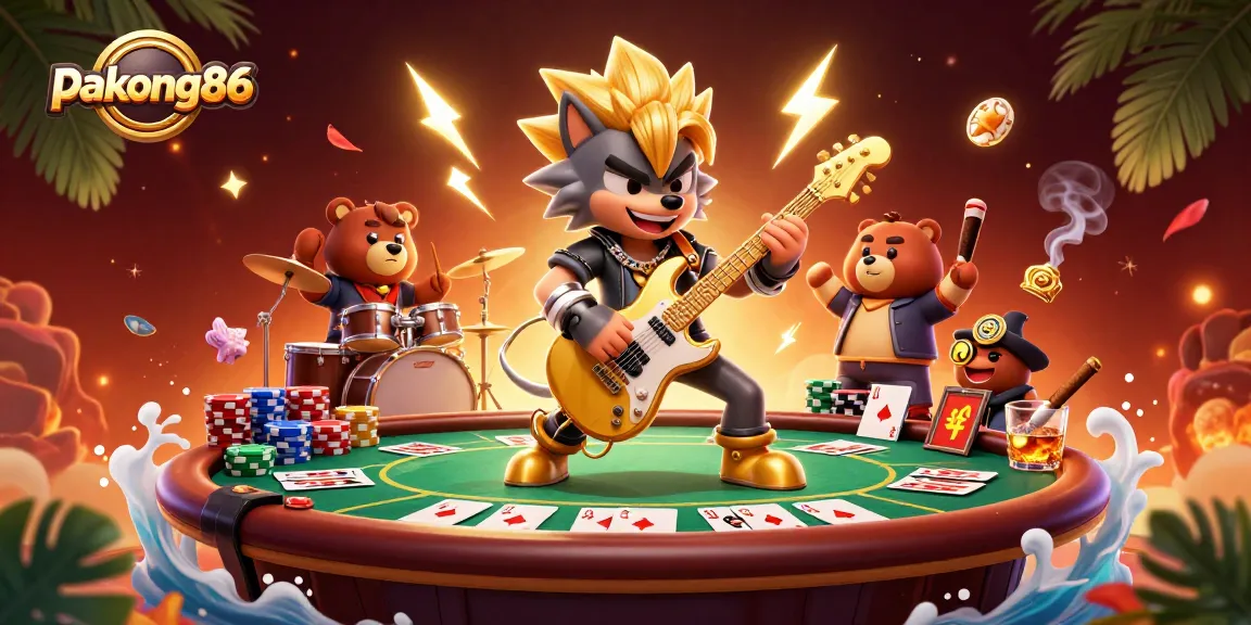 Experience pakong86's electrifying atmosphere with a rock star wolf and thrilling poker action.