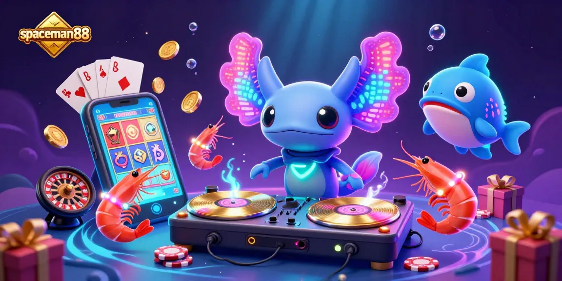 Experience the thrilling slot adventures with spaceman88 in an illuminated 3D casino scene showcasing colorful gaming elements.