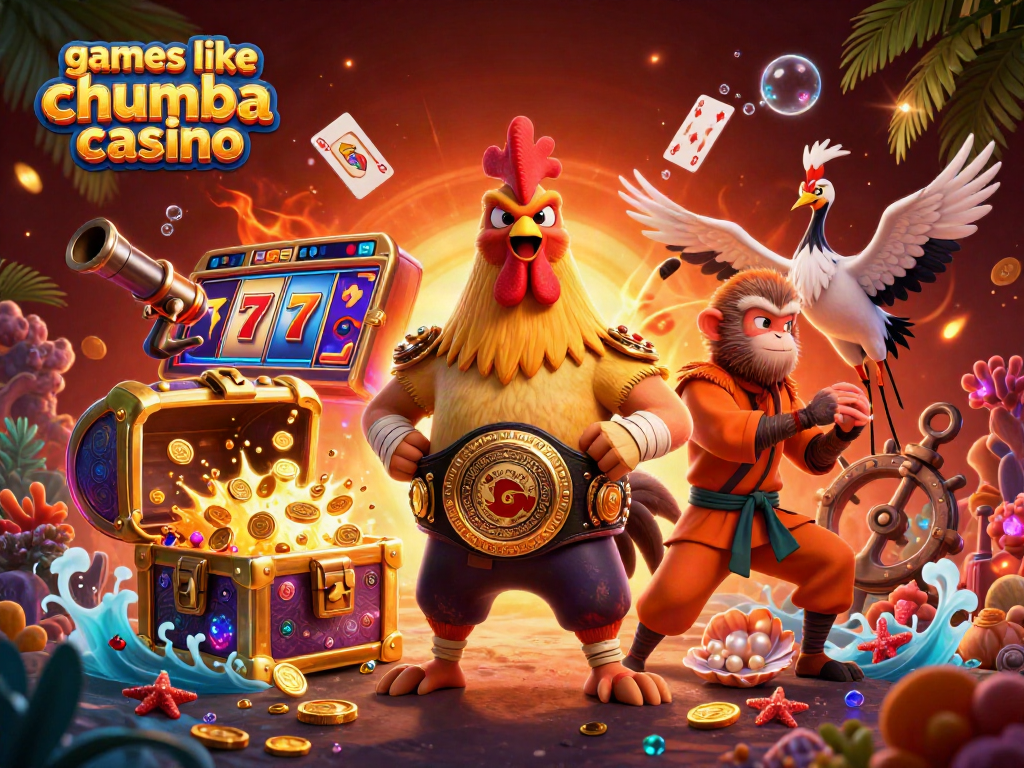 Experience games like Chumba Casino with vibrant slot reels and dynamic gameplay showcased in this scene.