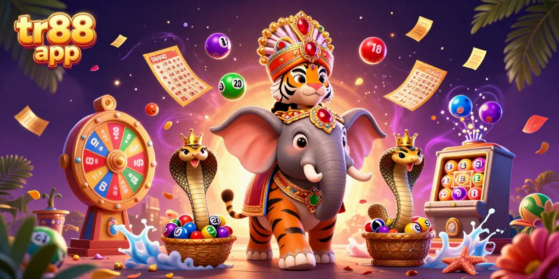 Play exciting games with the tr88 app featuring vibrant lottery elements and dynamic casino scenes.