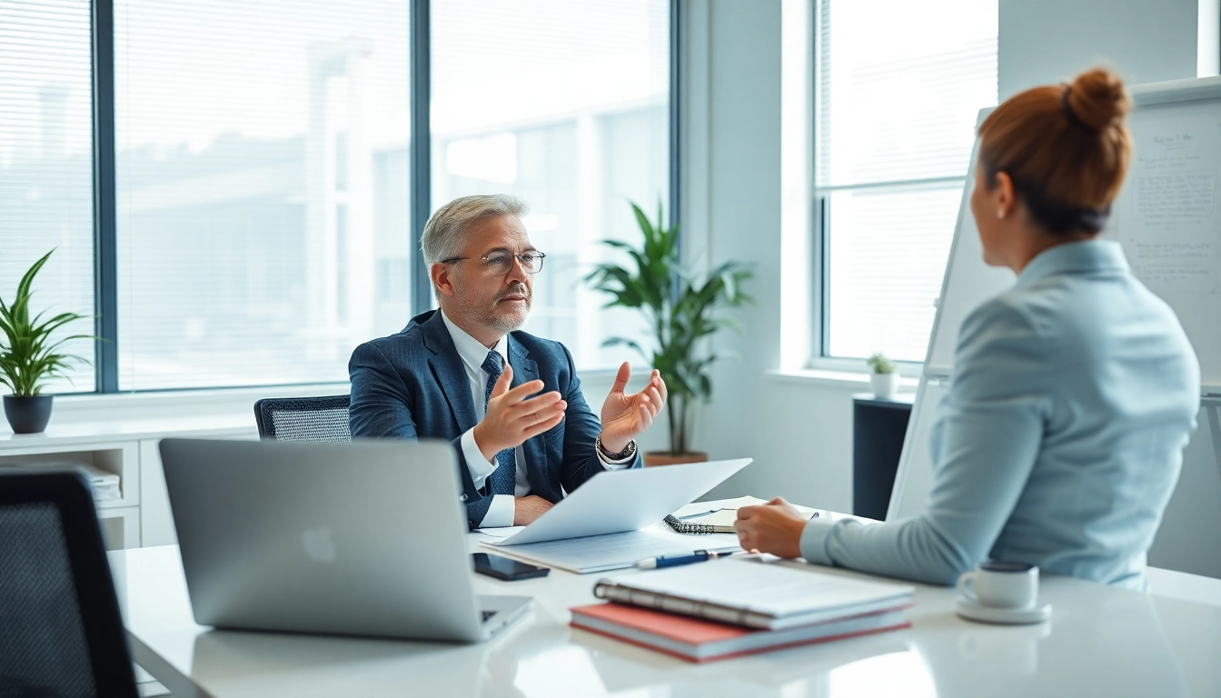 Engaged compliance consultant discussing FCPA/DCAA/Flowdown/ITAR/EAR compliance with a client.