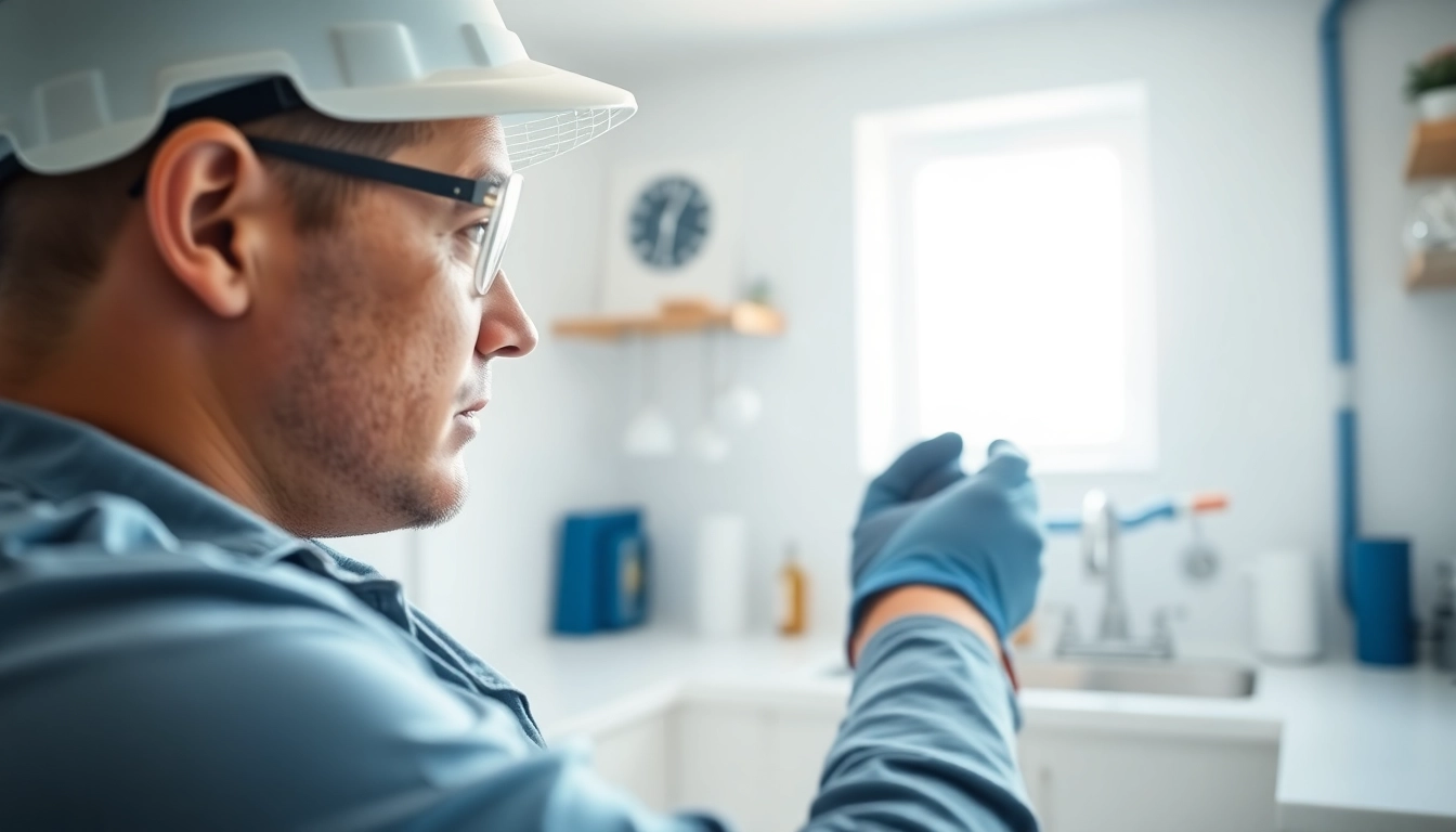 Plumber providing whole house repiping services Clearwater FL in a bright kitchen environment.