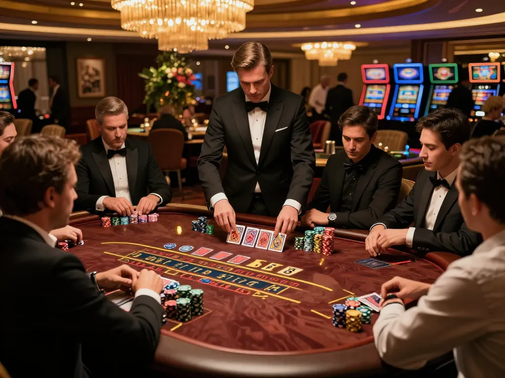 Go8 players engaged in high-stakes blackjack at an upscale casino table