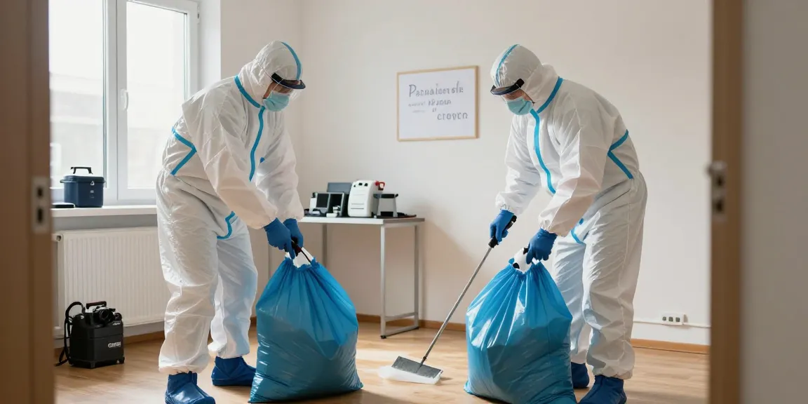 Tatortreinigung Firma Dortmund in Aktion, Reinigungsteam bei der Arbeit mit modernster Ausstattung.