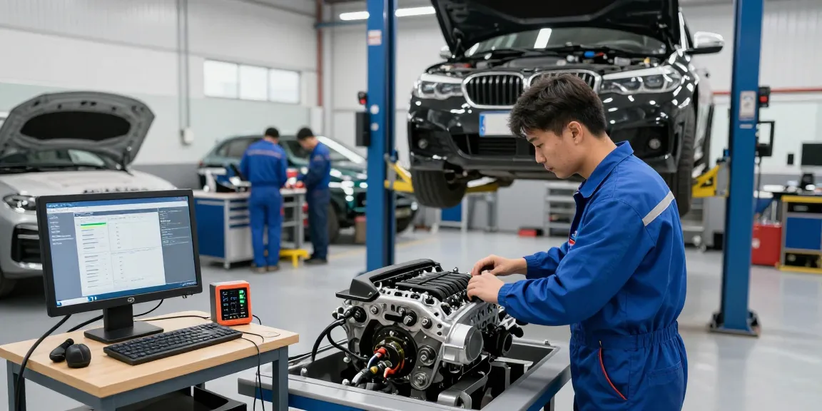 Professionelle BMW Werkstatt Hannover mit Techniker, der hochwertigen Service bietet.